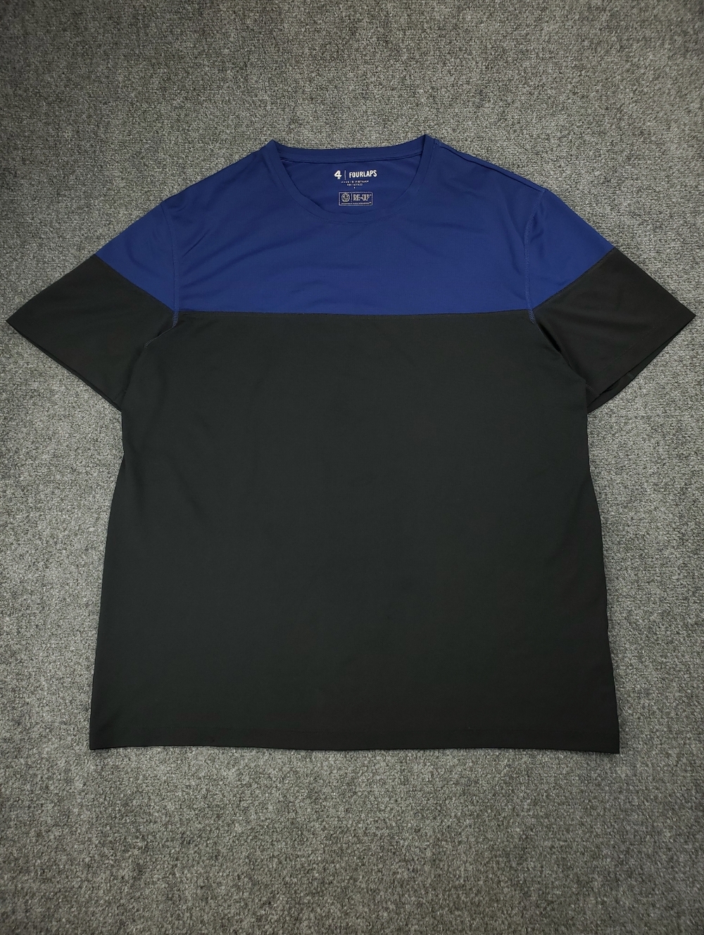 Fourlaps T Shirt Mens Large Short Sleeve Performance Running Gym Contrast Blue